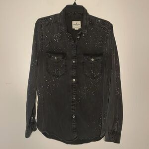 American Eagle Outfitters Black Button Down Shirt